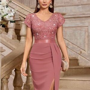 Miusol Pink Sequin Midi Dress